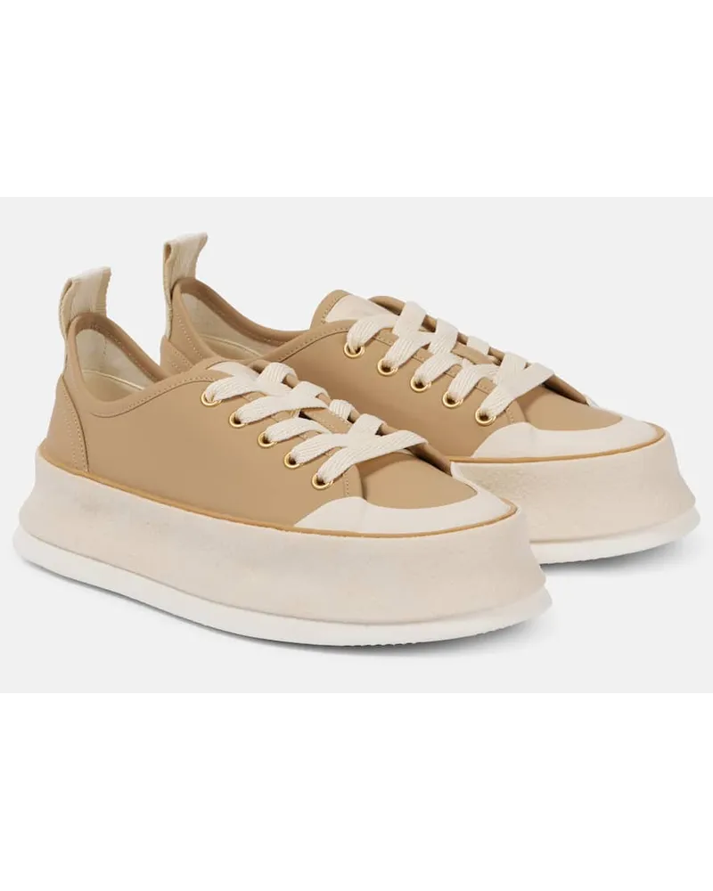 Max Mara Plateau-Sneakers aus Leder Nude