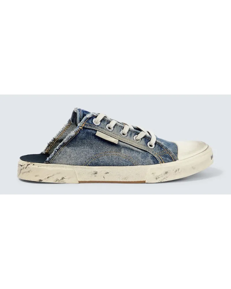 Balenciaga Slippers Paris aus Denim Blau