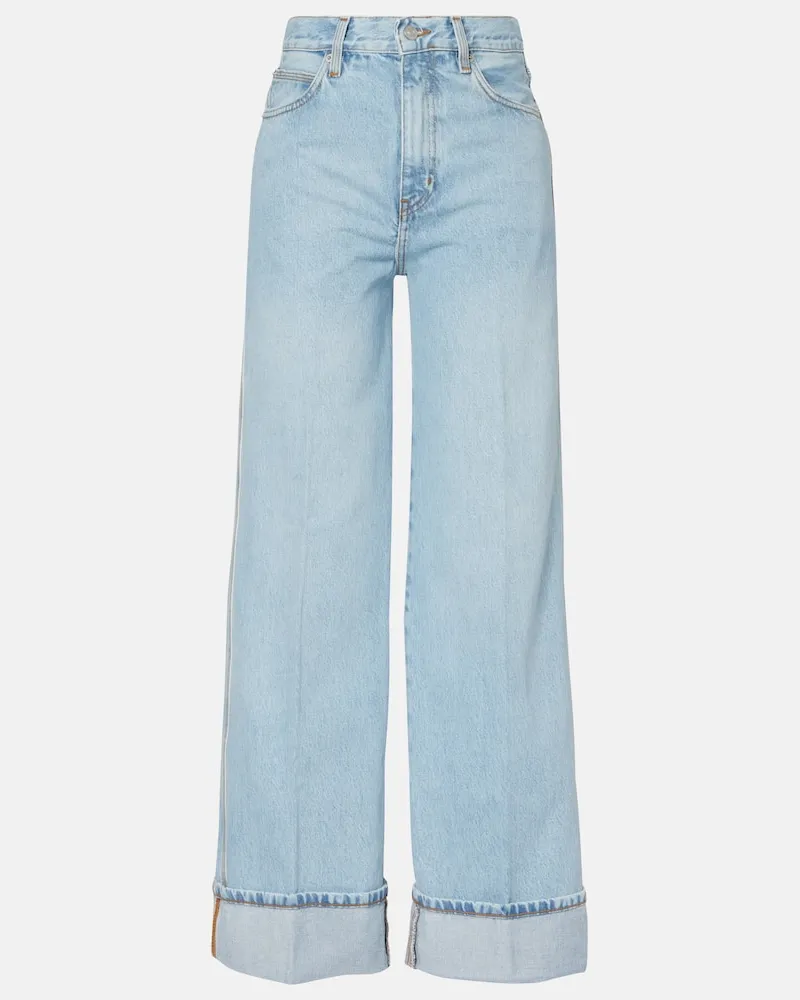 Frame Denim High-Rise Wide-Leg Jeans The Cuffed Wide Blau