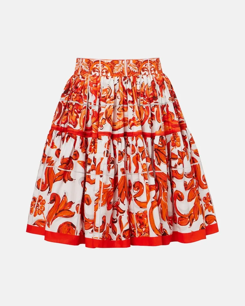 Dolce & Gabbana Minirock Majolica aus Baumwollpopeline Orange