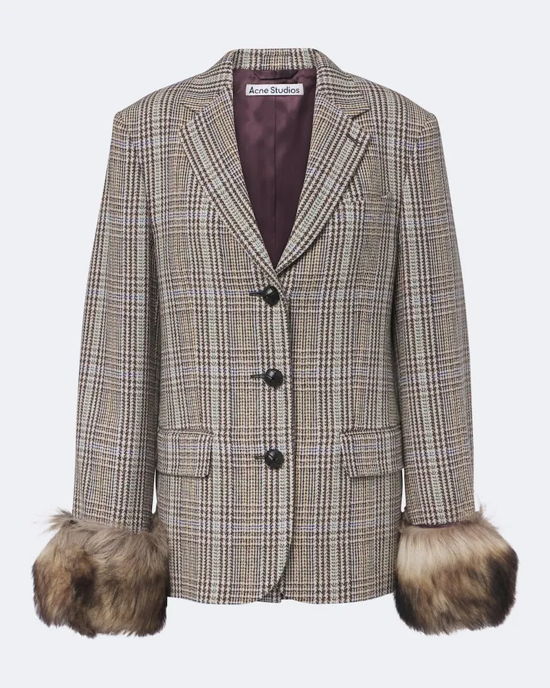 Acne Studios Blazer aus Wolle mit Shearling Braun