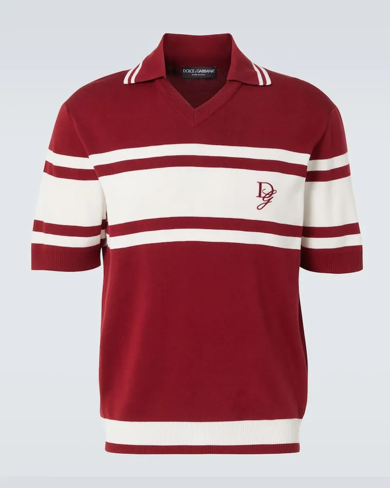 Dolce & Gabbana Polohemd aus Baumwolle und Seide Burgunderrot