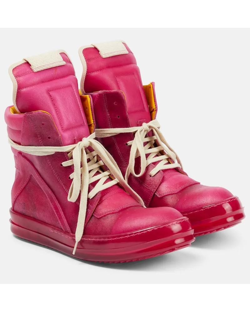 Rick Owens High-Top Sneakers Geobasket aus Leder Rot