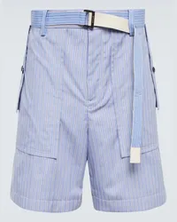 Sacai X Thomas Mason Shorts aus Popeline Blau