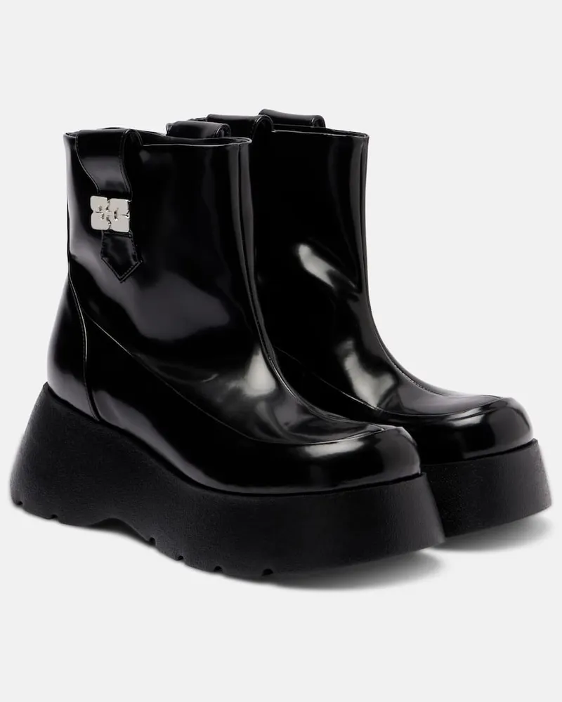 Ganni Ankle Boots Kat aus Satin Schwarz