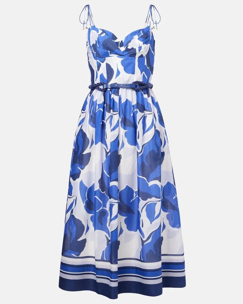 Rebecca Vallance Midikleid Paros aus Baumwolle Blau