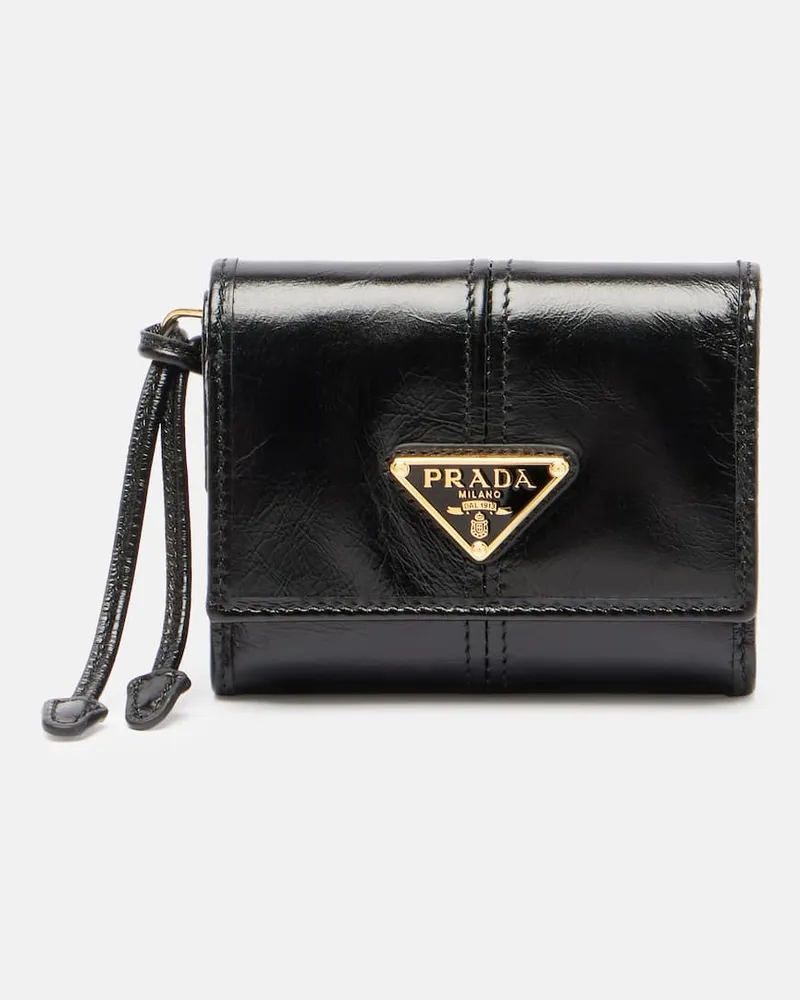 Prada Portemonnaie aus Leder Schwarz