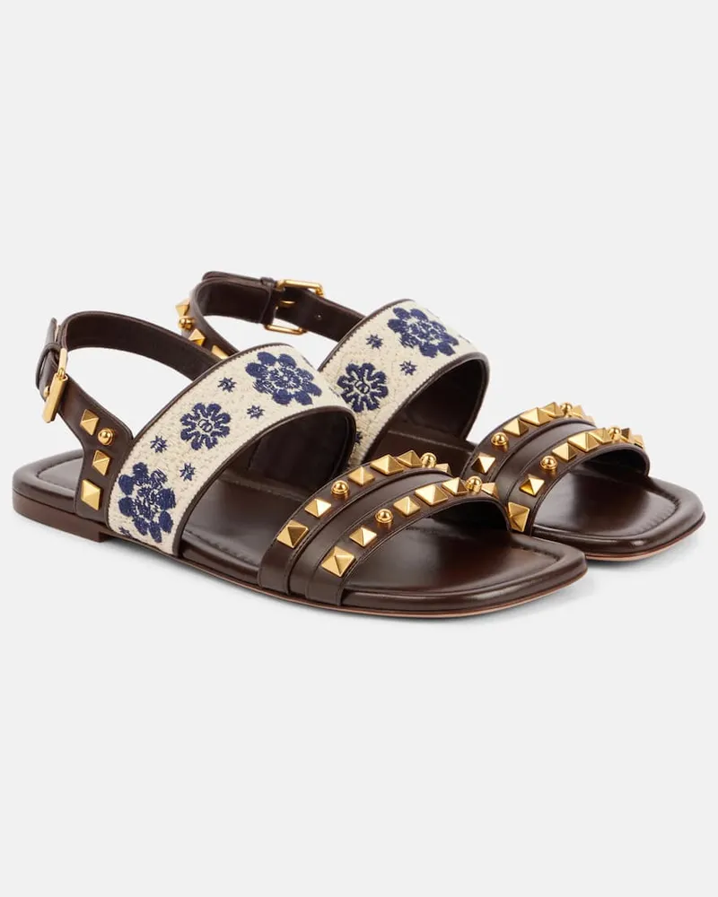 Valentino Garavani Sandalen County Rockstud aus Leder Braun