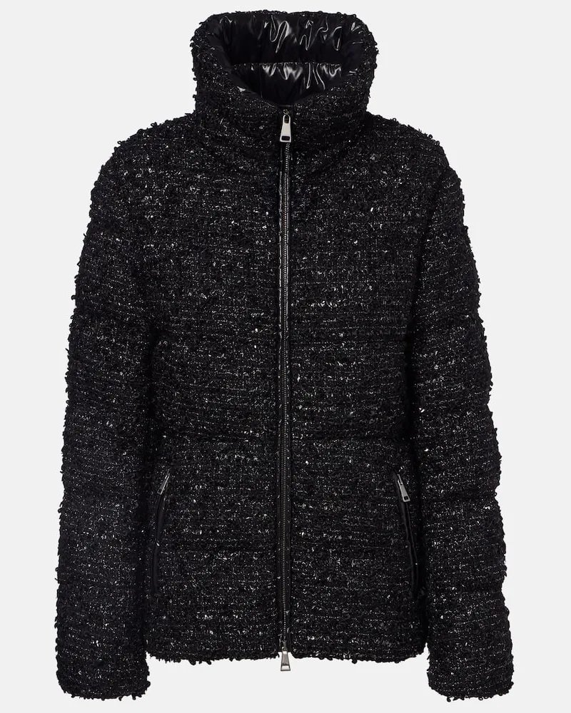Moncler Daunenjacke Urbel aus Tweed Schwarz
