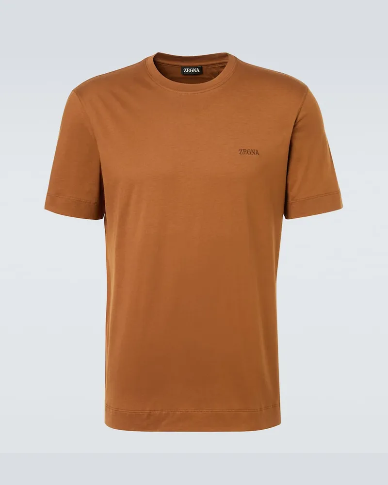 Ermenegildo Zegna T-Shirt aus Baumwoll-Jersey Braun