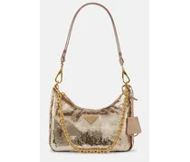 Schultertasche aus Re-Nylon mit Pailletten