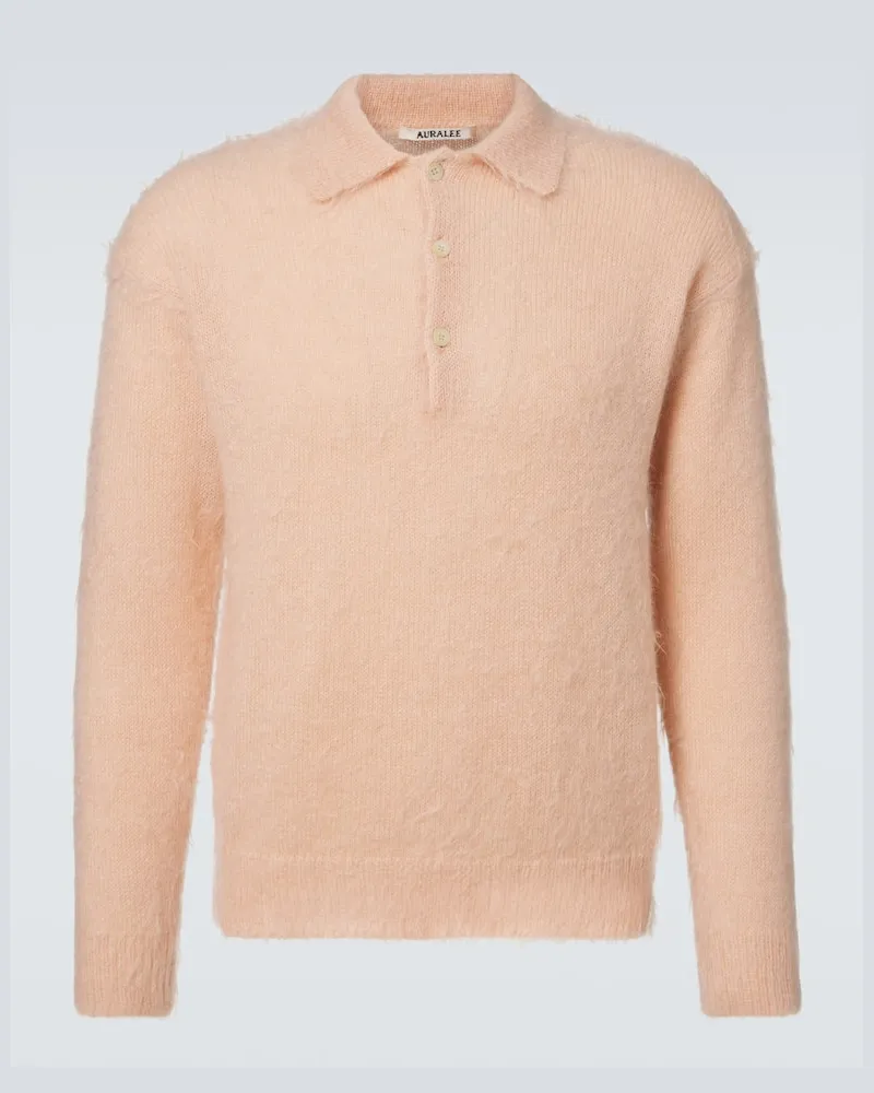 AURALEE Polopullover aus Mohair und Wolle Pink