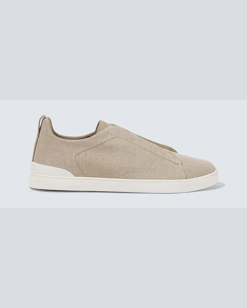 Ermenegildo Zegna Sneakers Triple Stitch aus Canvas Beige