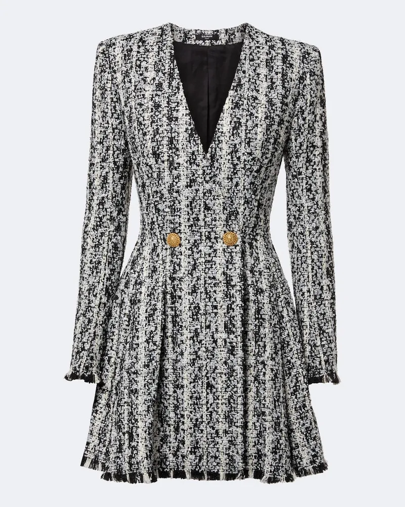 Balmain Minikleid aus Bouclé Schwarz