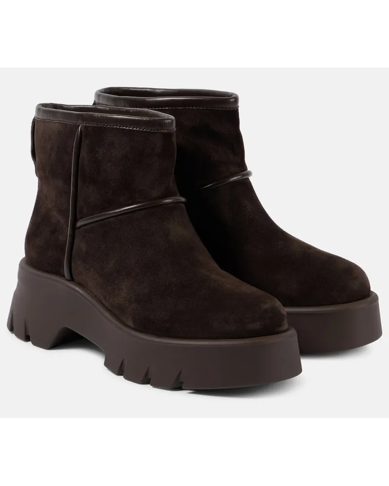 Gianvito Rossi Ankle Boots Stormy aus Veloursleder Braun