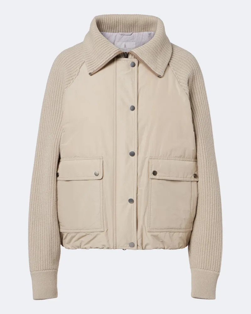 Brunello Cucinelli Daunenjacke aus Wolle, Kaschmir und Seide Beige