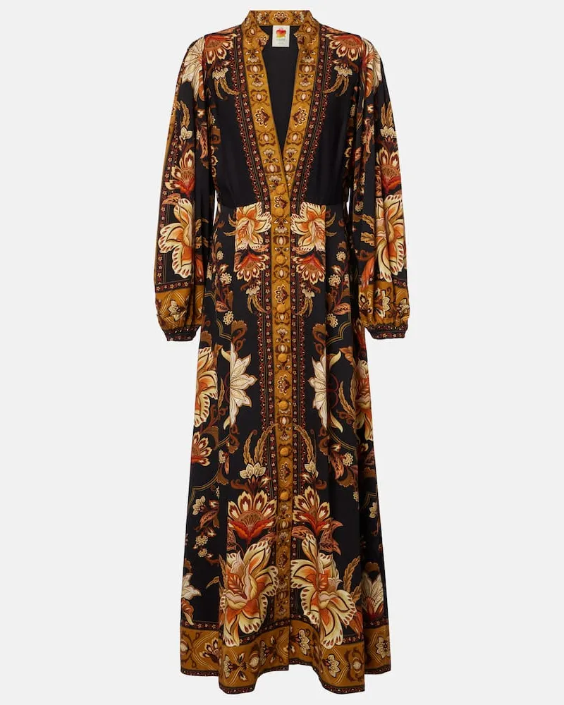 FARM Rio Maxikleid Majestic Garden Schwarz