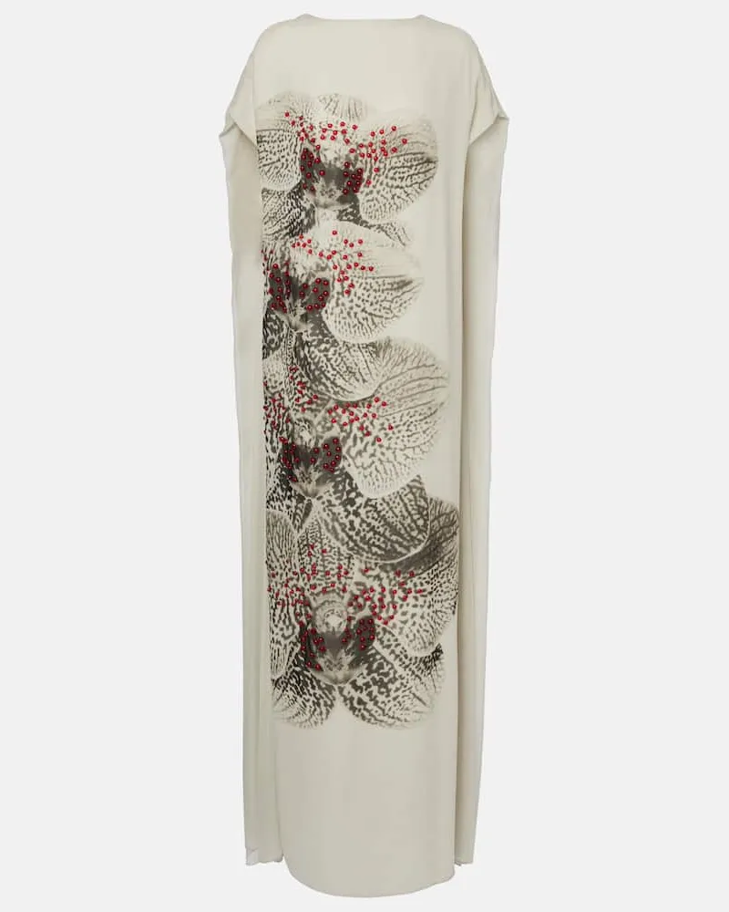 Dries van Noten Verzierte Robe aus Seiden-Georgette Weiß
