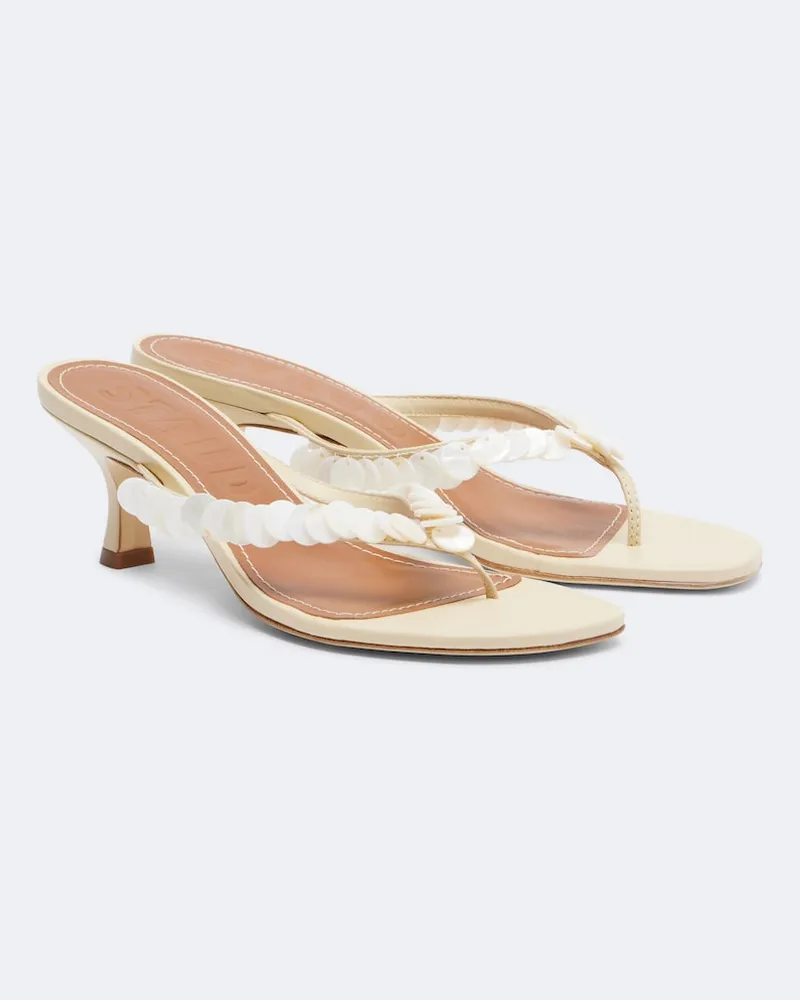 STAUD Verzierte Sandalen Freja aus Leder Weiß