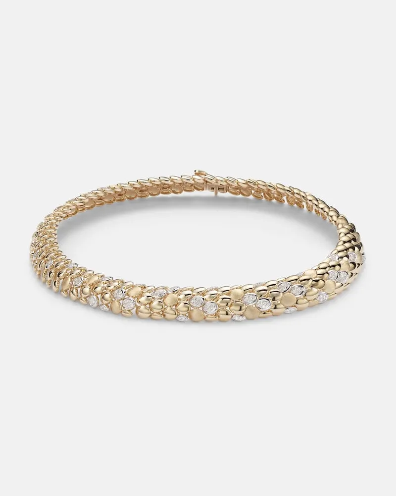 Rainbow K Choker Blossom aus 14kt Gelbgold mit Diamanten Gold