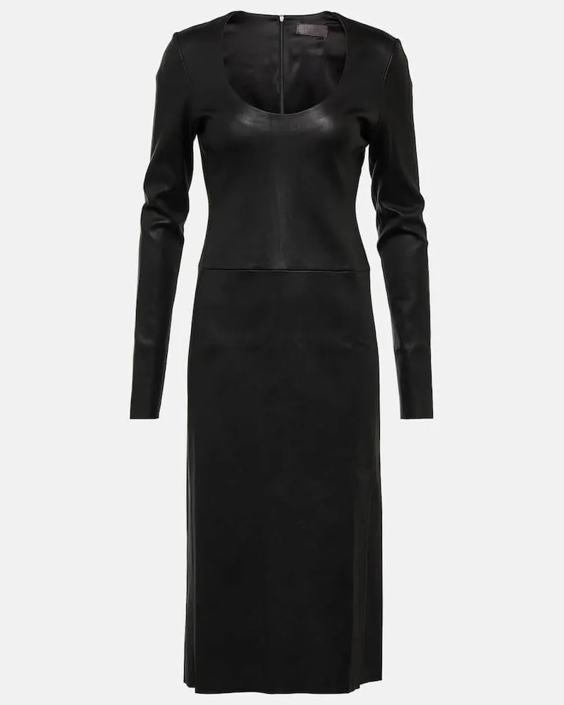 Stouls Midikleid Jurgen aus Leder Schwarz