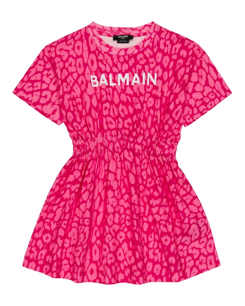 Balmain Bedrucktes Kleid aus Baumwolle Pink