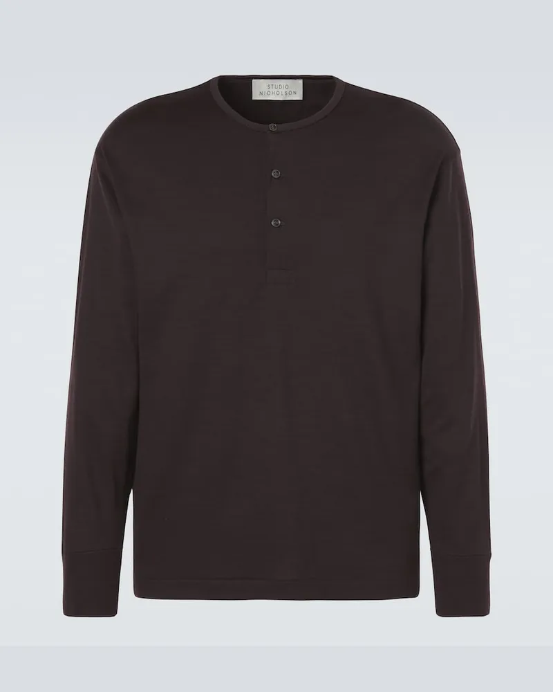 Studio Nicholson Henley-Top Kuyto aus Wolle Braun