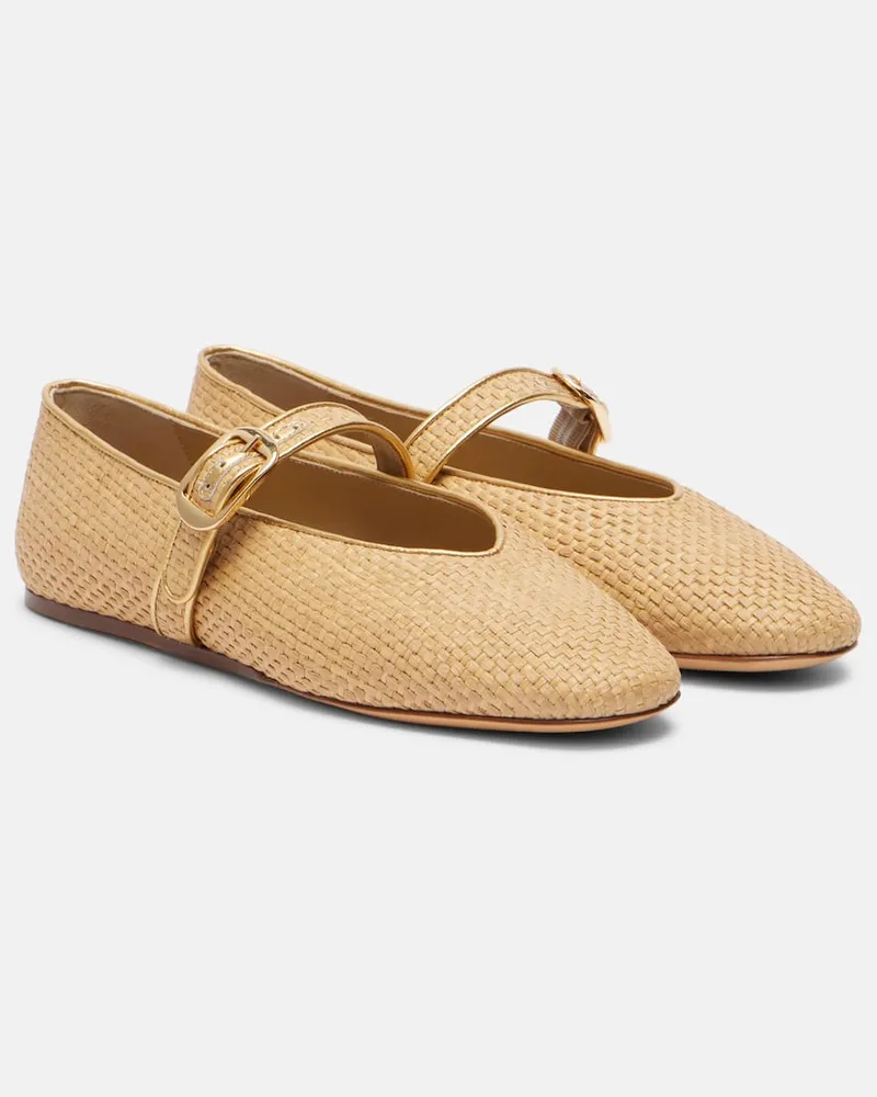 Le Monde Béryl Le Monde Béryl Mary-Jane-Ballerinas Stella aus Raffiabast Braun