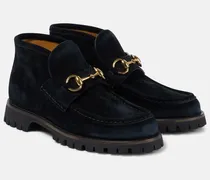 Ankle Boots Horsebit aus Veloursleder