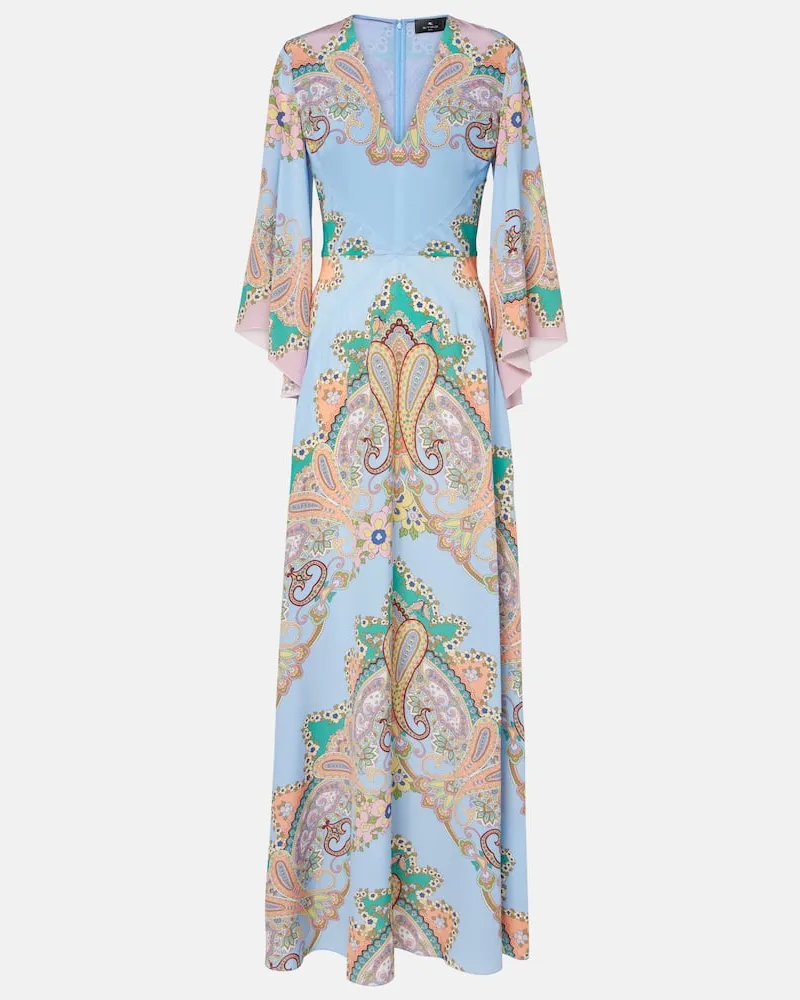 Etro Maxikleid aus Crêpe de Chine aus Seide Blau