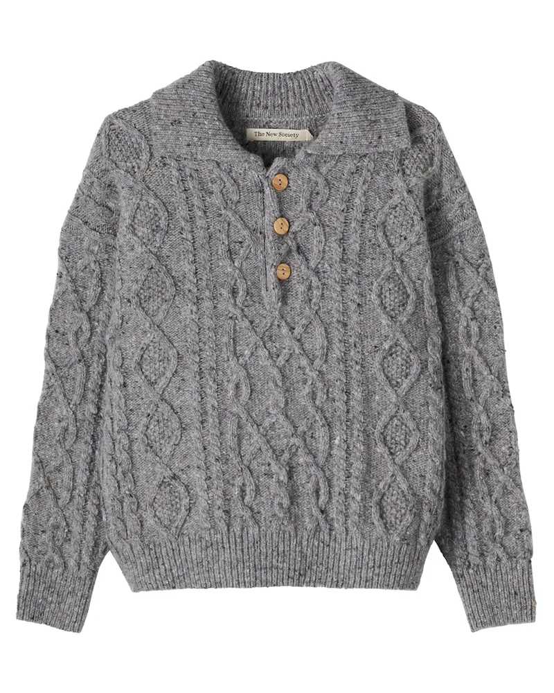 The New Society Polopullover aus einem Wollgemisch Grau