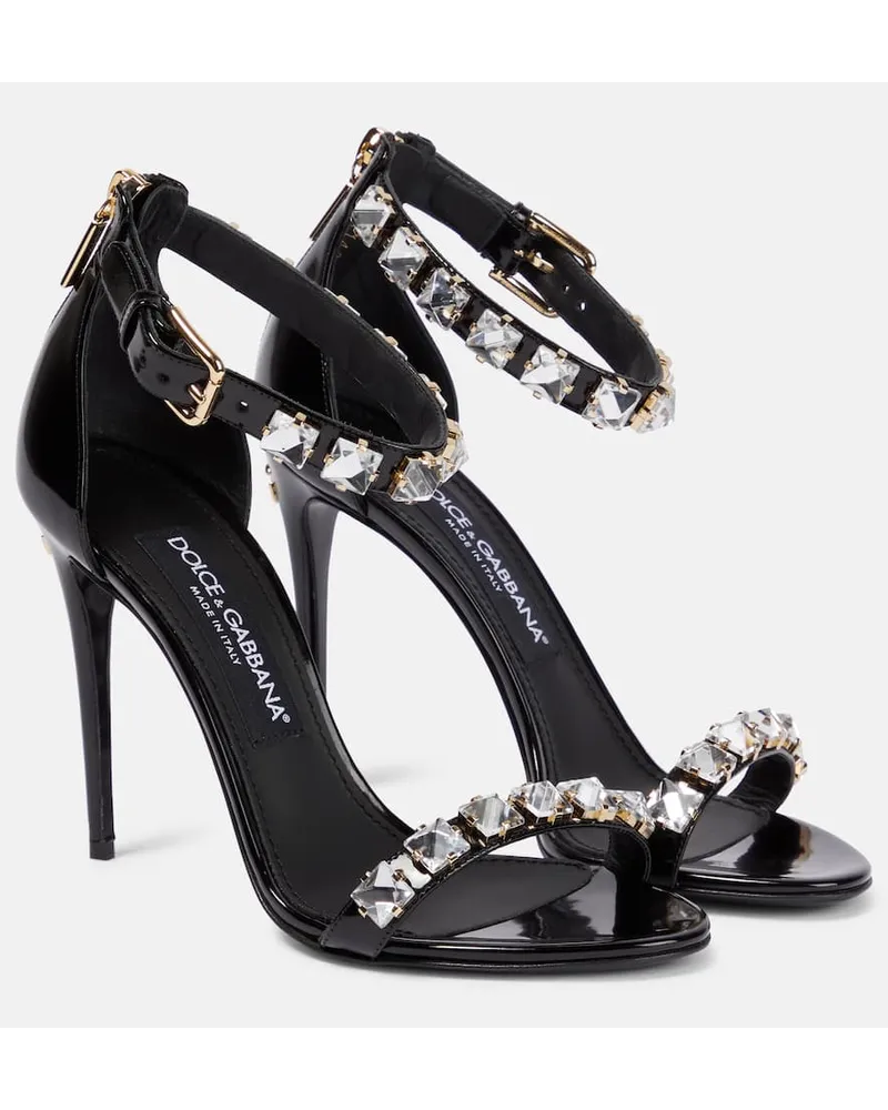 Dolce & Gabbana Verzierte Sandalen aus Lackleder Schwarz