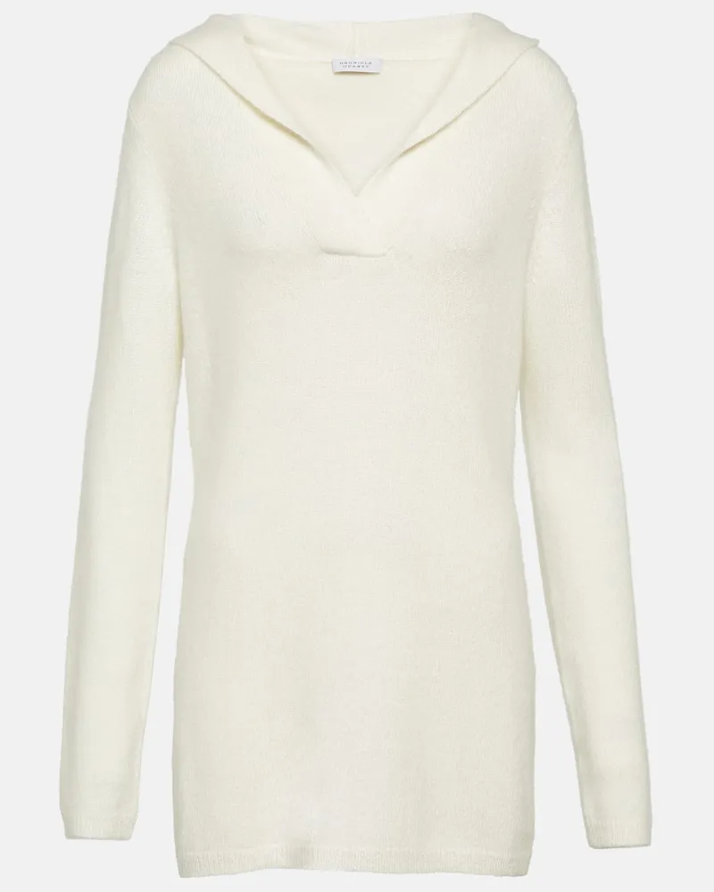 Gabriela Hearst Hoodie Lunn aus Kaschmir und Seide Weiß