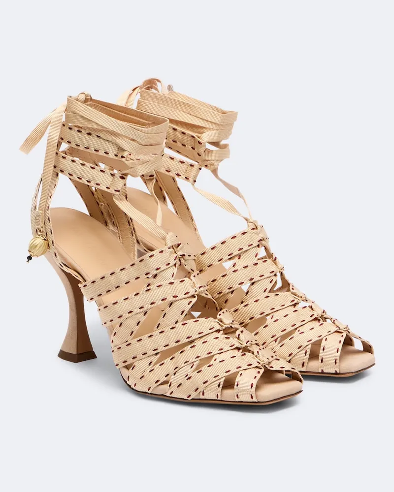 Zimmermann Sandalen Corsage aus Canvas Beige