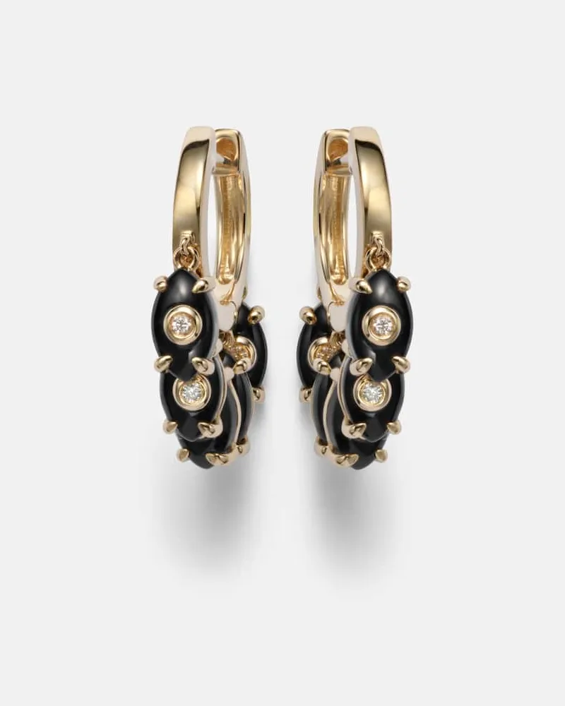 Sydney Evan Ohrringe aus 14kt Gelbgold (585/1000) mit Diamanten und Onyx Gold