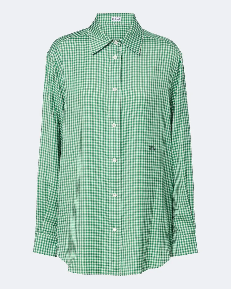 Loewe Hemd Double L aus Seiden-Twill Grün