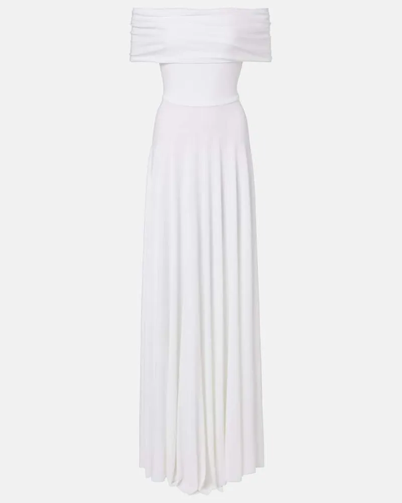 Norma Kamali Maxikleid aus Jersey Weiß