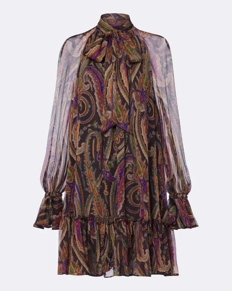 Etro Minikleid aus Seide Multicolor