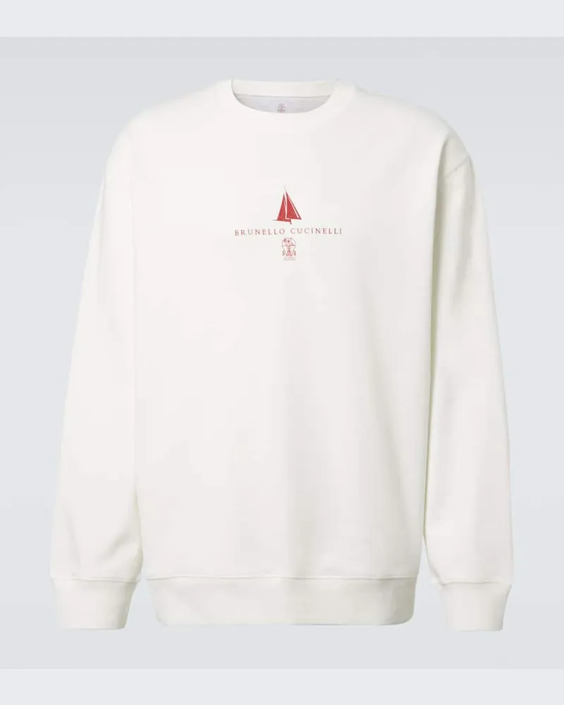 Brunello Cucinelli Sweatshirt aus einem Baumwollgemisch Weiß