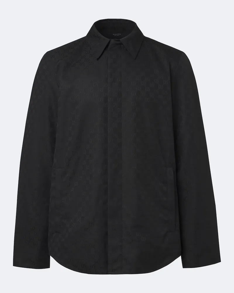 Gucci Hemd GG aus Baumwoll-Canvas Schwarz
