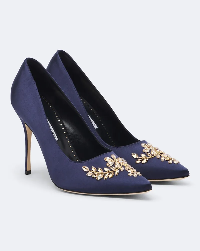 Manolo Blahnik Verzierte Pumps Pasadis aus Satin Blau