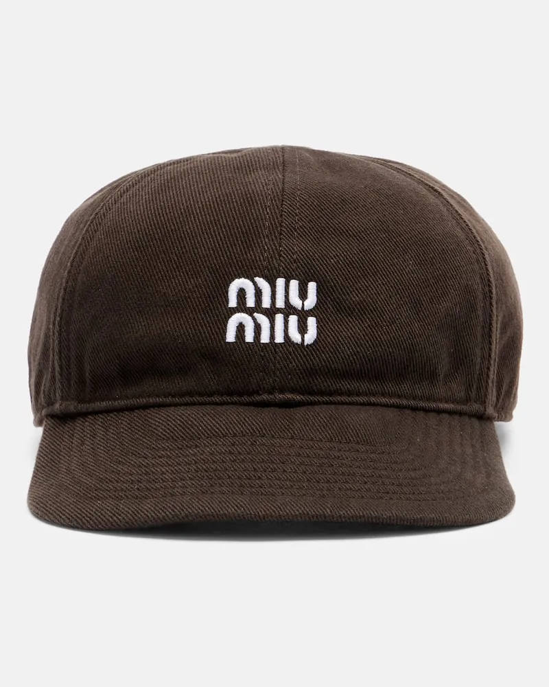 Miu Miu Baseballcap aus Baumwolle Braun