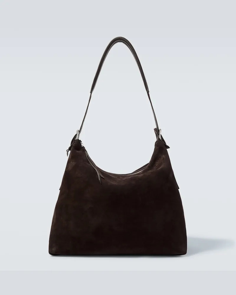 Christophe Lemaire Schultertasche aus Veloursleder Braun