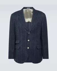 Brunello Cucinelli Blazer aus Leinen, Seide und Wolle Blau