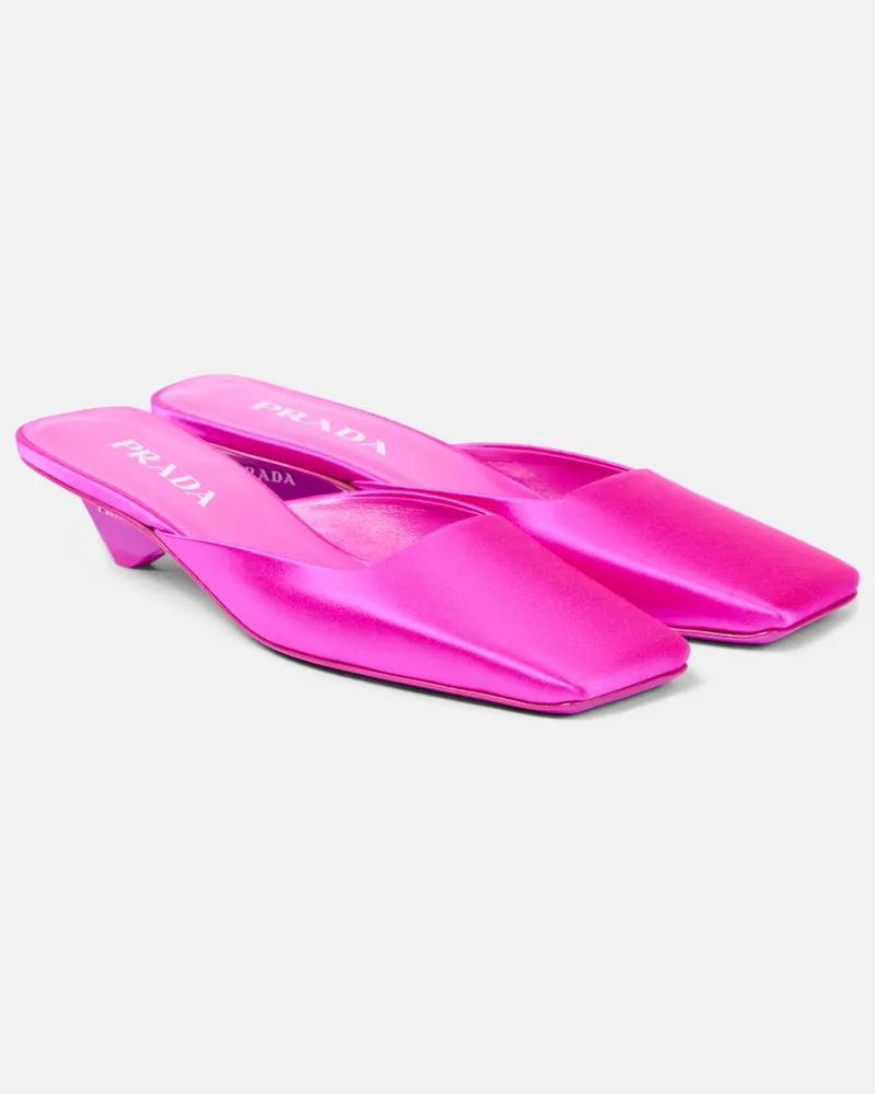 Prada Mules aus Satin Rosa