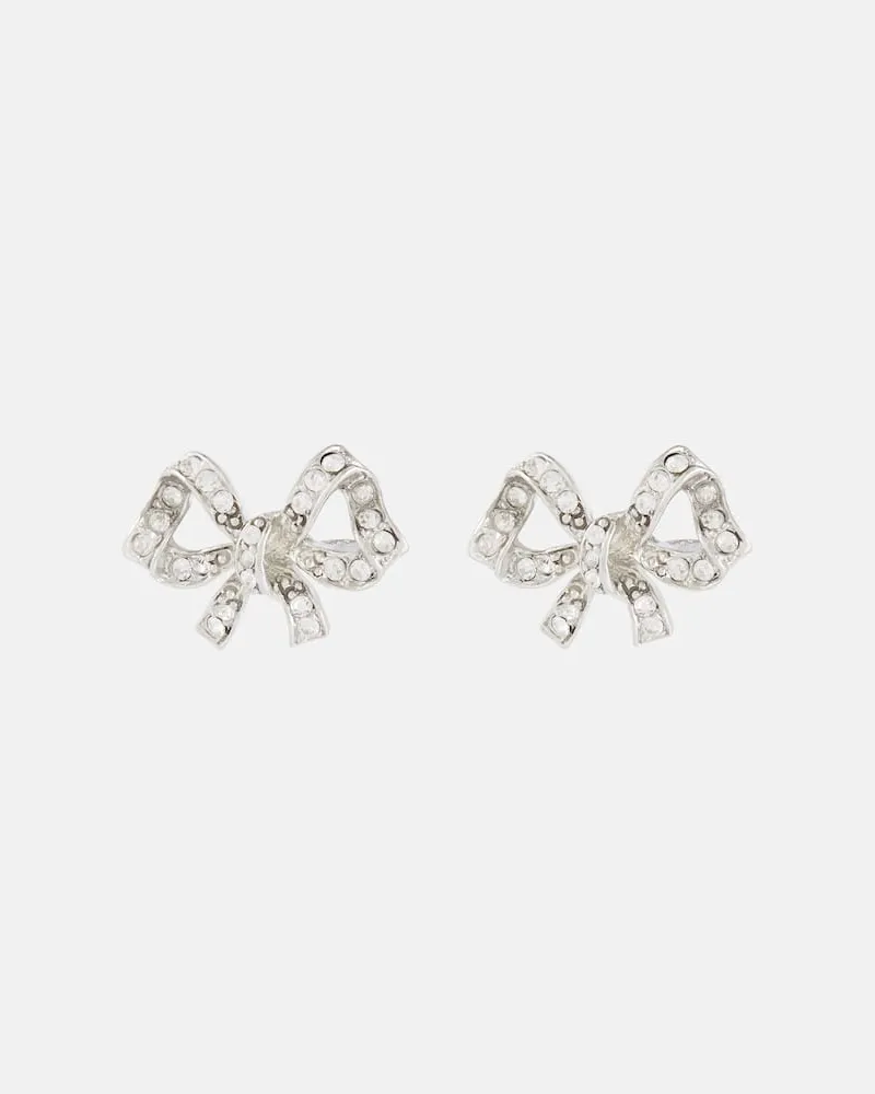 Oscar de la Renta Ohrringe Bow mit Kristallen Silber