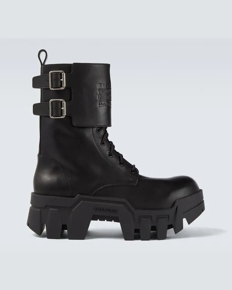 Balenciaga Schnürstiefel Bulldozer aus Leder Schwarz
