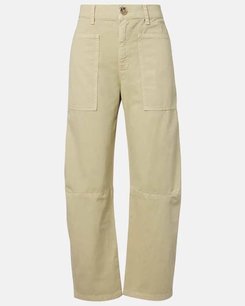 Velvet Barrel-Hose Brylie aus Baumwoll-Twill Beige