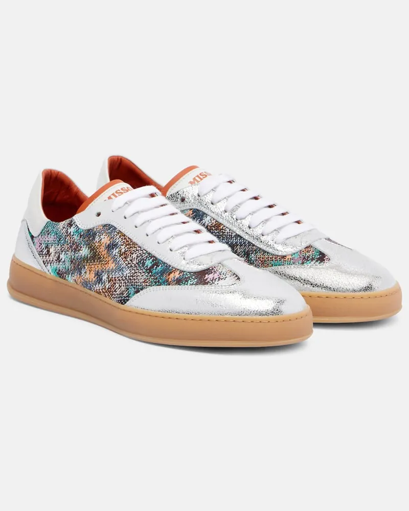 Missoni Sneakers aus Metallic-Leder Silber