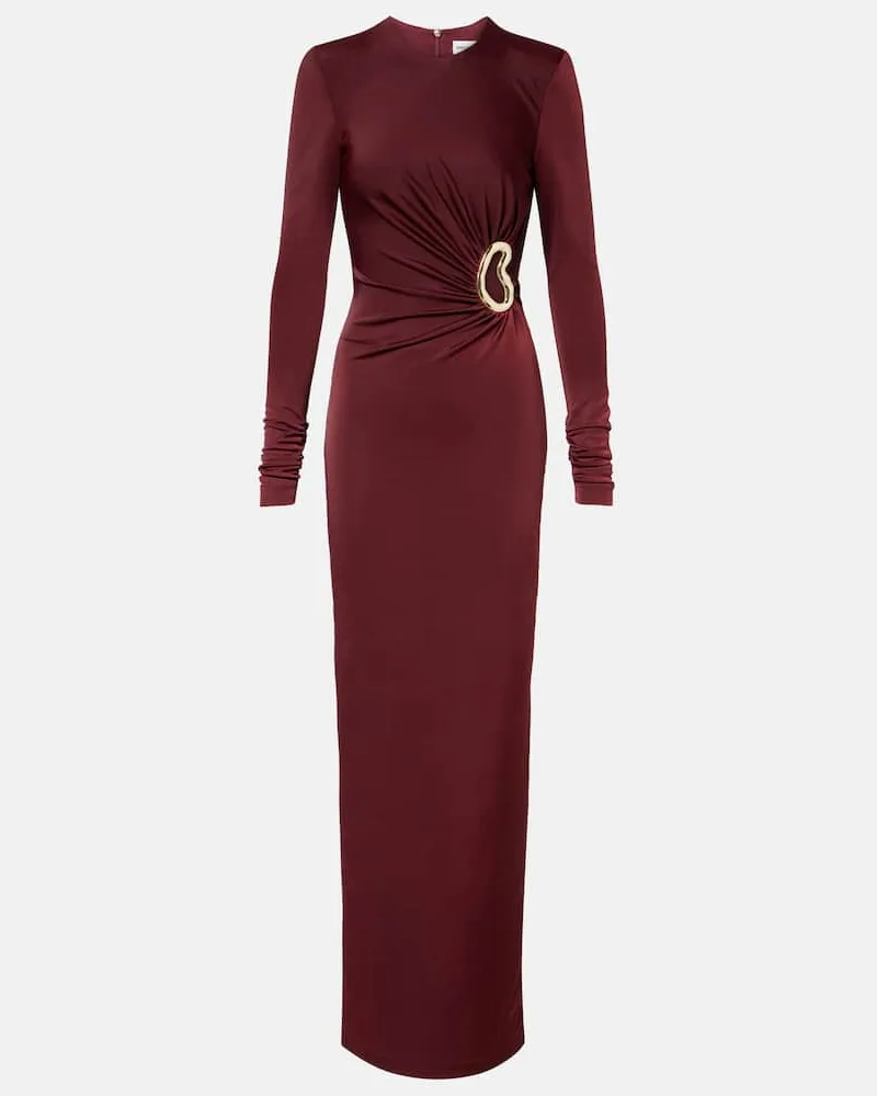 Rebecca Vallance Verzierte Robe Mischa aus Jersey Burgunderrot
